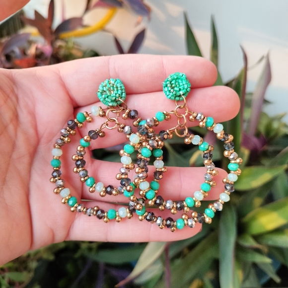 JW Jewelry - 🐦The Mosaic Collection🐦Turquoise and Gold Boho Beaded Earrings